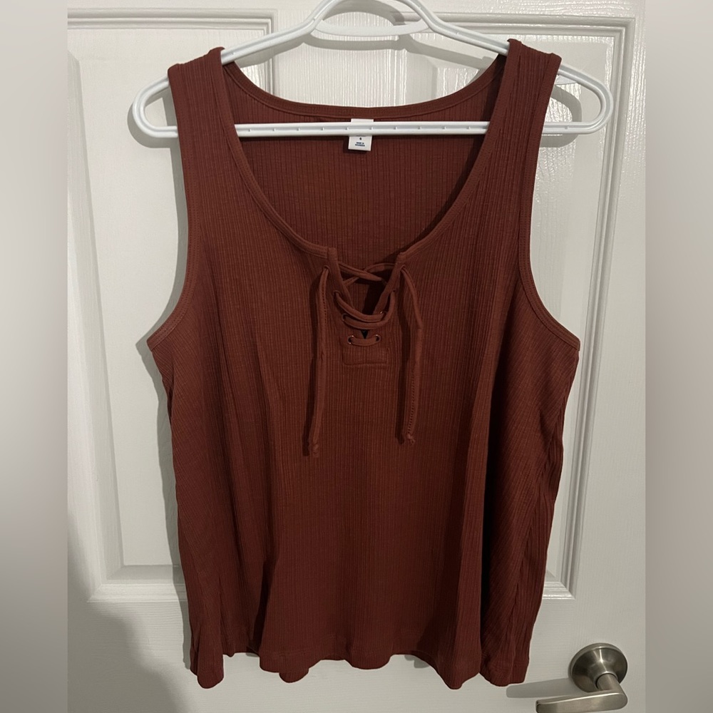 Burnt orange tank top with lace